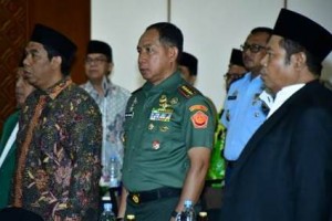 Panglima TNI Jenderal TNI Agus Subiyanto saat menghadiri deklarasi pemilu damaa lintas ormas dan agama.